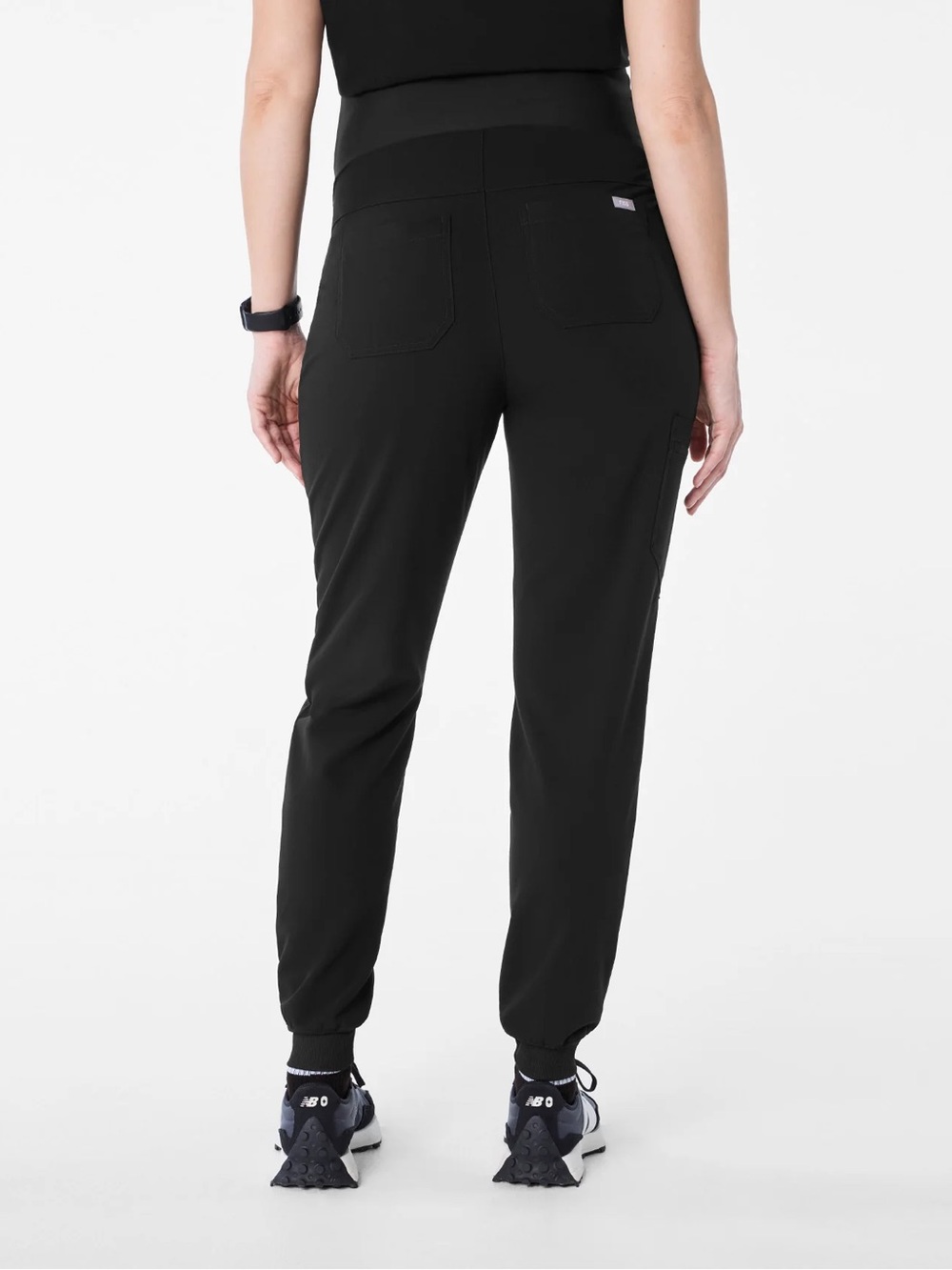 Figs Maternity Black Jogger Pants with Stretch Overbelly Waistband - Picture 3 of 7